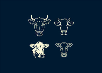 Obraz premium Vector illustration of Cow Head Logo Design