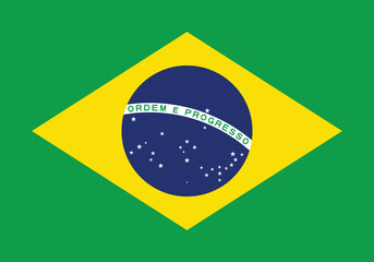 Brazil flag. The official ratio. Flag icon. Standard color. Standard size. A rectangular flag. Computer illustration. Digital illustration. Vector illustration.