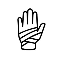 Injured Hand Icon Vector. Line Art of Medical Bandage and First Aid Symbol Design.