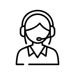 Customer Support Icon Vector. Line Art Call Center and Help Desk Symbol Design