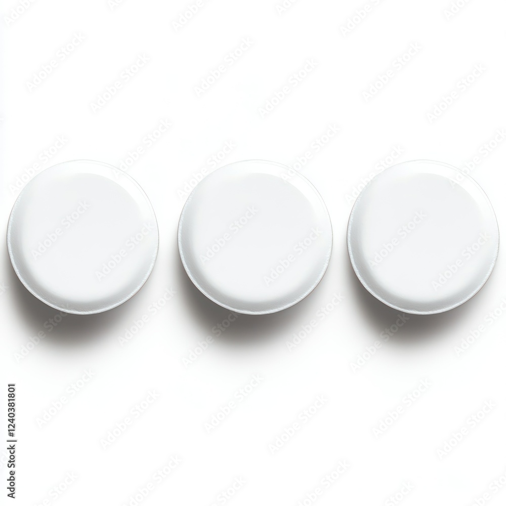 Poster white round buttons mockup design app isolated on transparent backgwhund