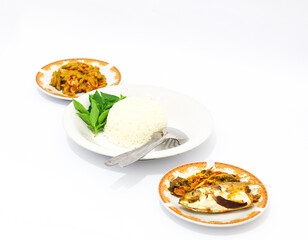 Steamed Fish with Stir Fried Bitter Melon and Rice