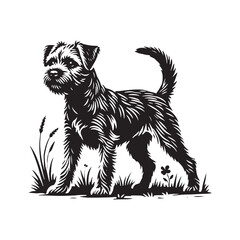 Border Terrier Silhouette - Minimalist Border Terrier Vector - Illustration Of Border Terrier.