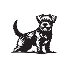 Border Terrier Silhouette - Minimalist Border Terrier Vector - Illustration Of Border Terrier.