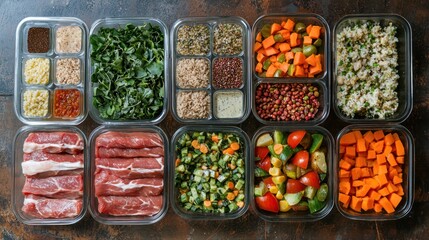 A weekly meal prep setup with healthy meals portioned out for each day, emphasizing proper diet and nutrition.