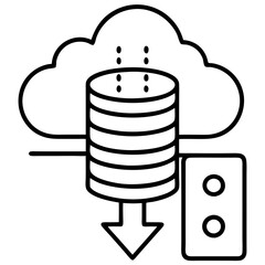 Cloud Storage Database Upload Icon Vector Line Art. Simple Cloud Computing Symbol