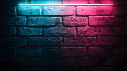 Vibrant Neon Lights on Brick Wall Background