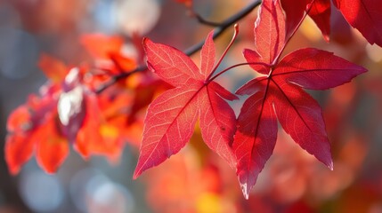 Red leaves garden. Generative AI