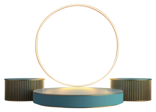 PNG Abstract blue background with three hexagonal ipedestals abstract circular circle.