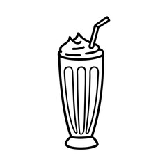 Glass with a straw line icon vector illustration