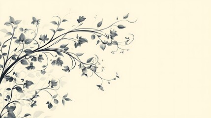 Obraz premium Floral vine design, cream background, invitation