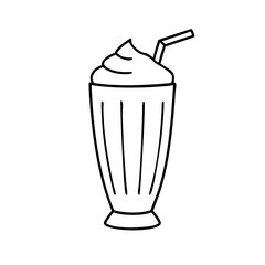 Glass with a straw line icon vector illustration