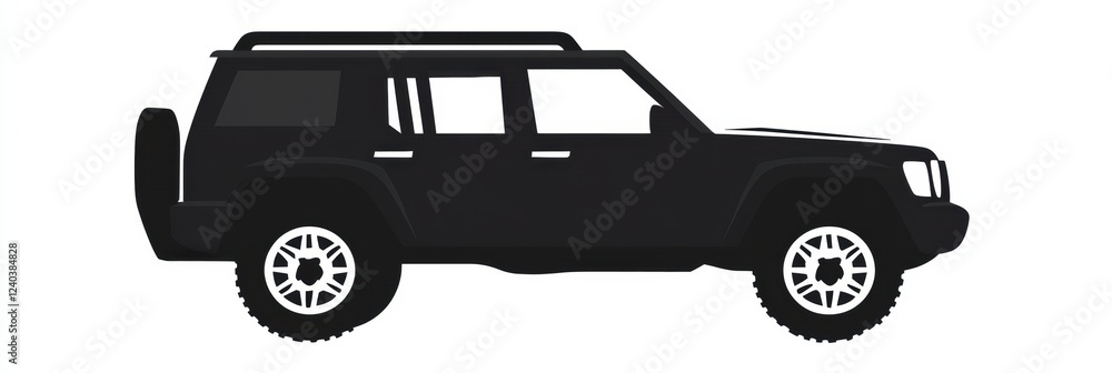 Aufkleber silhouette of an all terrain vehicle in profile view with rugged tires and sturdy design. generative