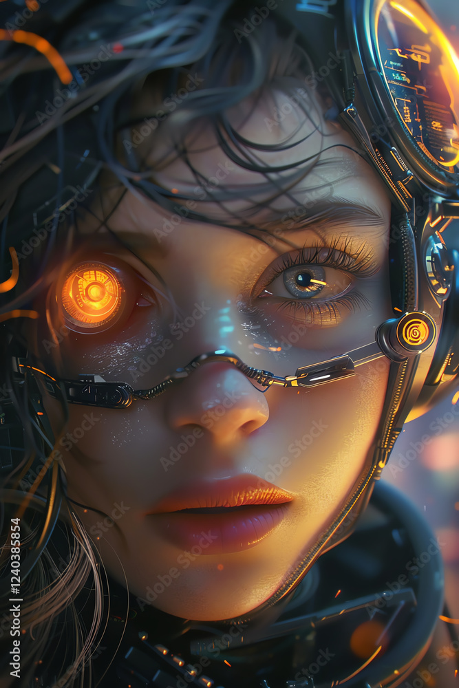 Poster infuse your artwork with a blend of futuristic elements and romantic themes using a digital renderin