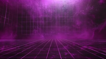 Abstract Purple Grid Cyberpunk Background Futuristic Vaporwave Retro Style