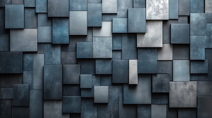 Abstract Geometric Pattern of Dark Blue Squares
