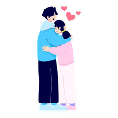 Happy couple hugging in love