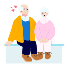 Fototapeta premium Old couple celebrating valentines