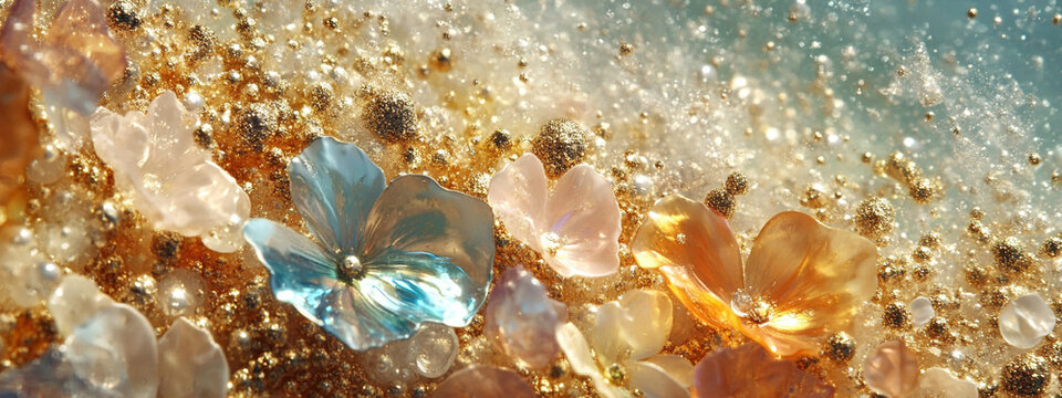 Fototapeta Abstrakcyjny złoty baner, tło do projektu, generative ai 