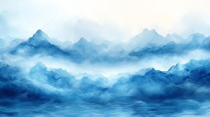 Obraz premium Blue Mountain Landscape with Mist. Generative AI