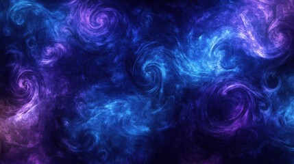 Obraz premium Cosmic Swirls: A mesmerizing abstract artwork depicting swirling nebulae in shades of deep blue and purple, evoking a sense of cosmic wonder and ethereal beauty.