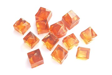 Sweet Caramel Cubes: Gourmet Candy, Isolated, Delicious Treat, Perfect for Packaging Design, Websites, Food Blogs, Culinary Background, Creamy Caramel Texture, Rich Brown Hue, Shiny Glaze,            