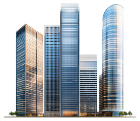 Obraz premium PNG Group of asian buildings architecture skyscraper modern.