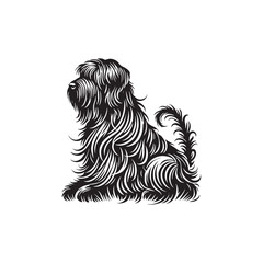 Briard Dog Silhouette - Minimalist Dog Design - Briard Dog Vector - Illustration of Briard Dog.