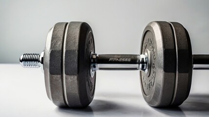 Fototapeta premium Grey Metal Dumbbell on White Background