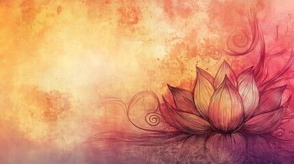 幻想的な蓮の花｜スピリチュアルなアートと瞑想｜暖色の抽象的な背景