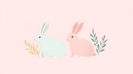 Obraz premium Cute Easter Bunny Illustration, Generative AI