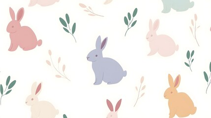 Cute Easter Bunny Illustration, Generative AI
