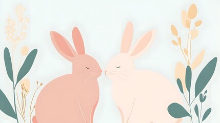 Cute Easter Bunny Illustration, Generative AI