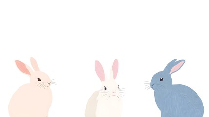 Obraz premium Cute Easter Bunny Illustration, Generative AI