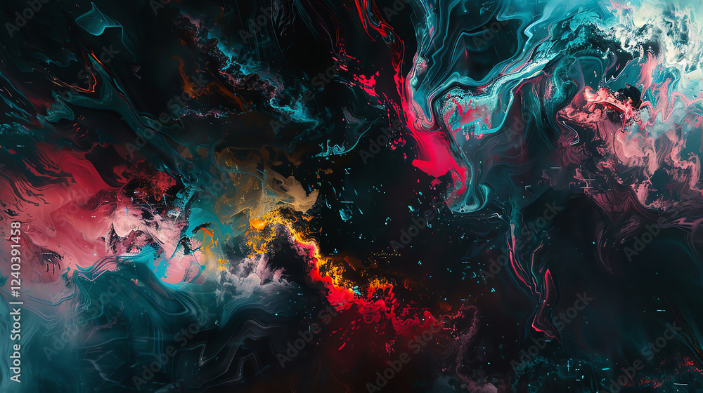 Poster unleash your creativity by merging futuristic technologies with abstract art, playing with unexpecte