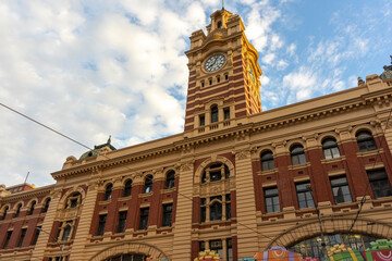 View of the iconic Flinders Street Station in Melbourne, Australia.