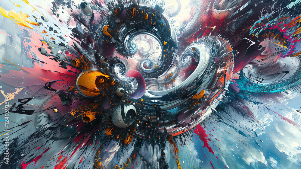 Aufkleber unleash your creativity by merging futuristic technologies with abstract art, playing with unexpecte