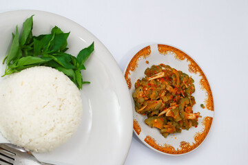 Steamed Fish with Stir Fried Bitter Melon and Rice