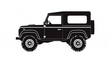 Silhouette of an auto vehicle designed for rugged terrain during daytime in an urban environment. Generative AI