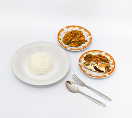 Steamed Fish with Stir Fried Bitter Melon and Rice