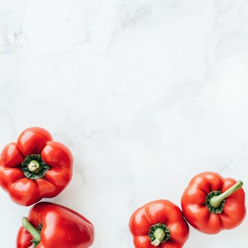 Red Bell Peppers Marble Background eat isolated on transparent background
