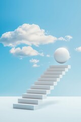 Abstract Stairs Leading to a Sphere in the Sky