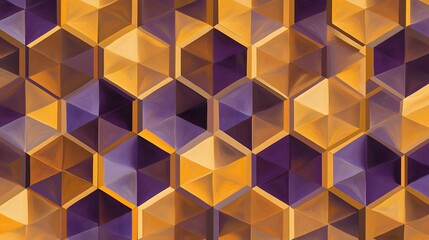 Obraz premium Abstract Geometric Honeycomb Pattern Purple Gold Hues