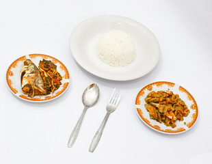 Steamed Fish with Stir fried Bitter Melon and Rice