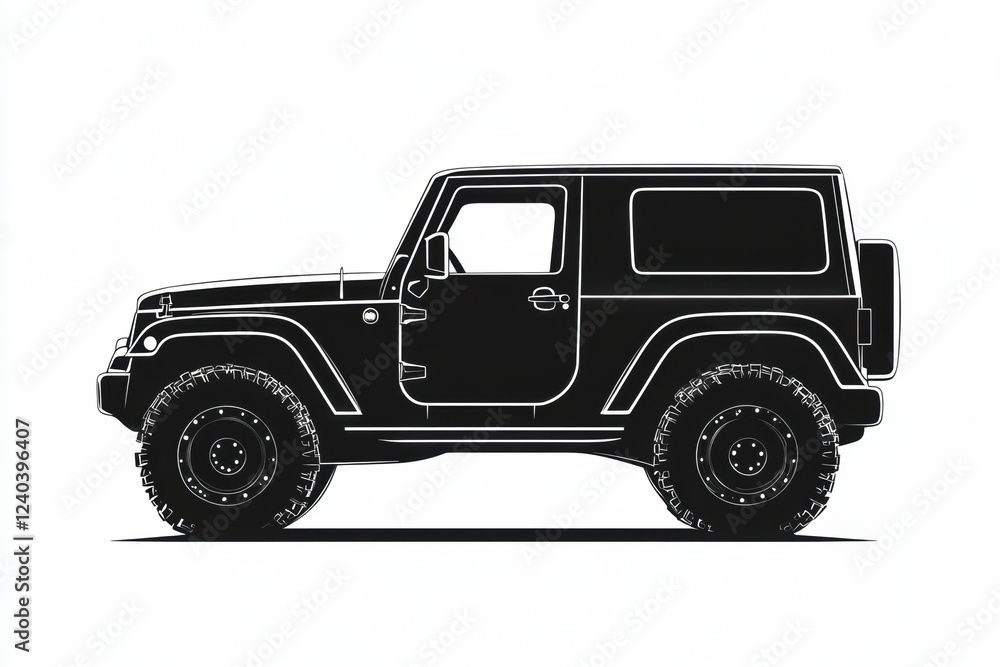 Aufkleber silhouette of an auto vehicle in profile view showcasing rugged design and off road capabilities for