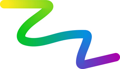 Abstract Color Rainbow Gradient Shapes Set. Vector Graphic with Wavy Lines in Bright Colors. Colorful Fluid Wave Pattern. Squiggly Design Elements. Vector illustration