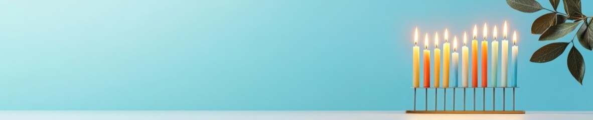 Colorful Candles on a Minimalist Background