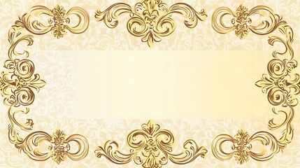 Gold ornate frame, cream background, invitation
