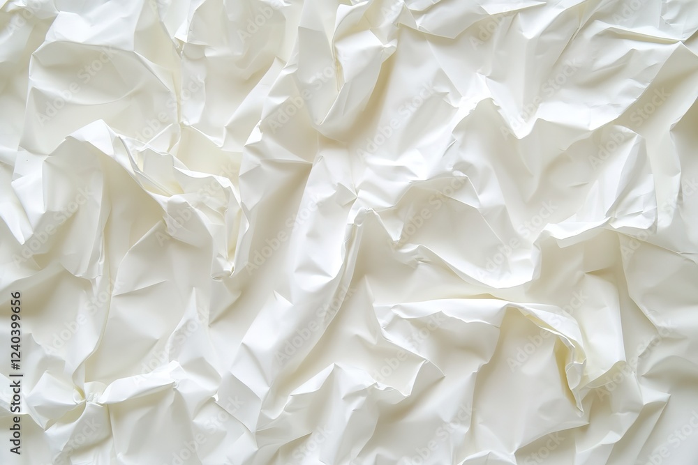 Poster elegant crumpled white paper texture: a high-resolution flat lay background perfect for design proje