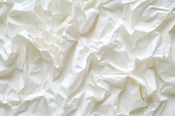 Obraz premium Elegant Crumpled White Paper Texture: A High-Resolution Flat Lay Background Perfect for Design Projects, Branding, Mockups, Textures, and Artistic Applications. Ideal for adding a touch of 
